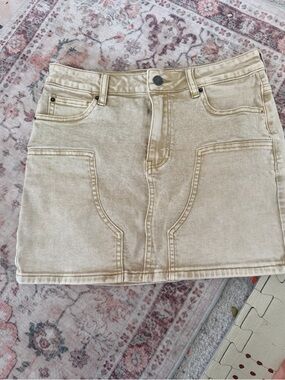 Guess Beige Denim Mini Skirt